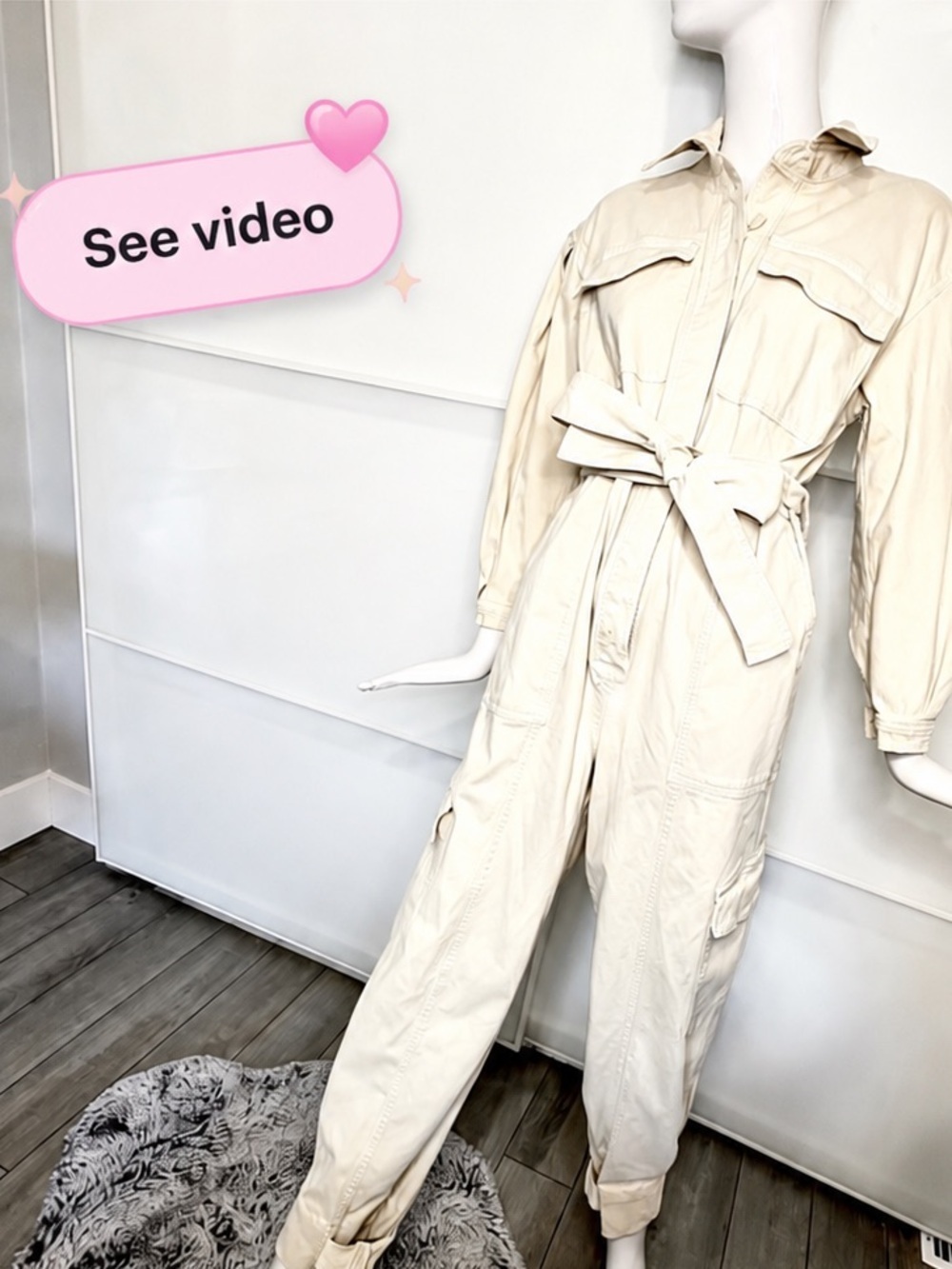 🎯 LAST DROP 💎 BANANA REPUBLIC NWOT Oversized Jumpsuit Belted Safari Beige Small